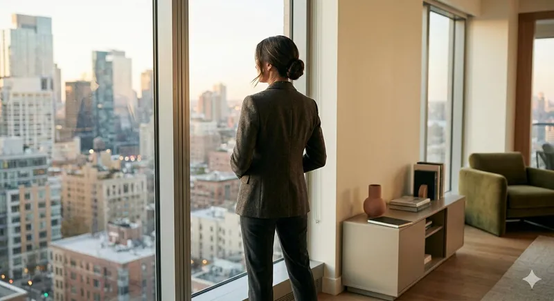 Profissional contemplando horizonte da cidade — Carreira após os 40